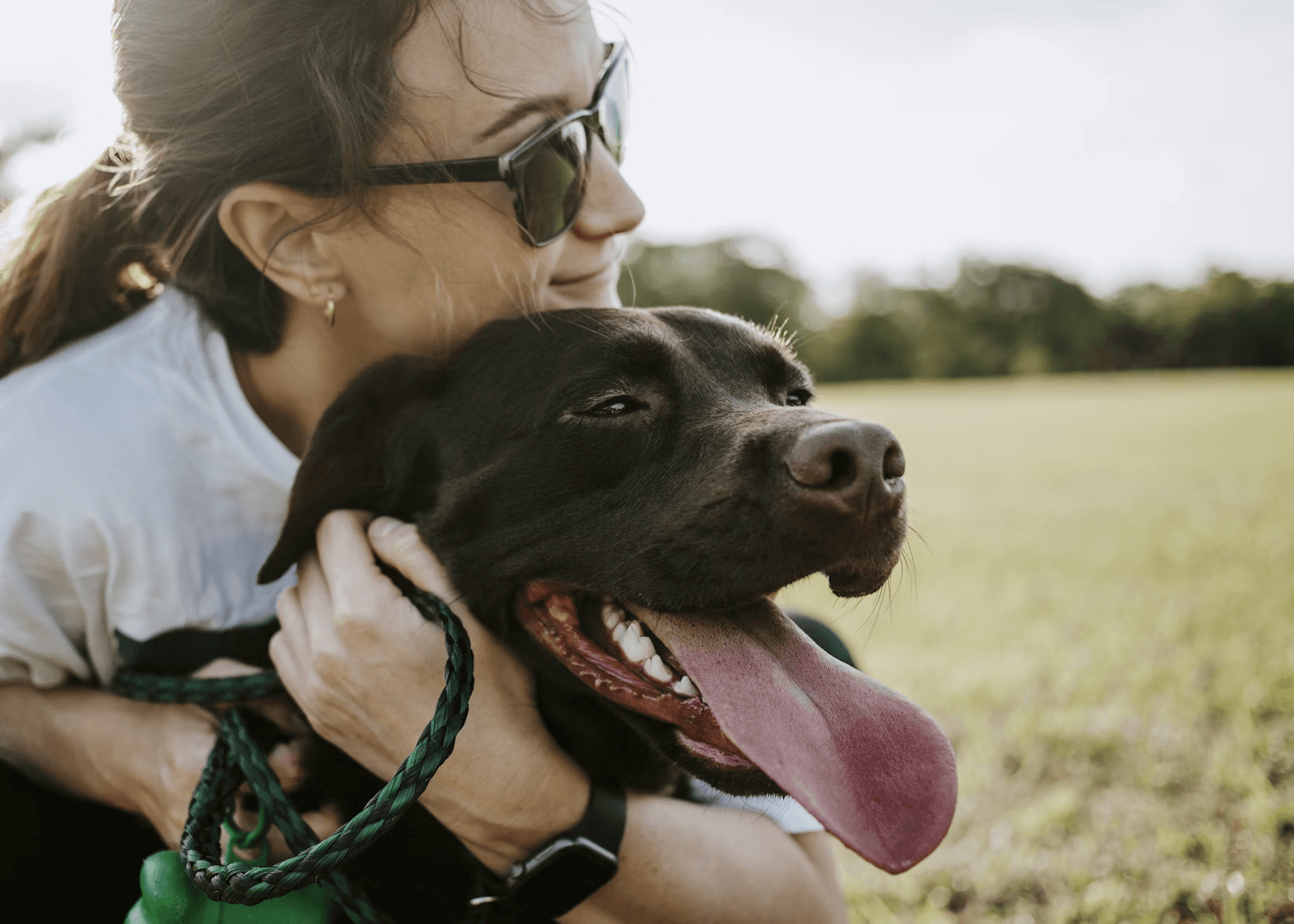Uma família com o seu cão